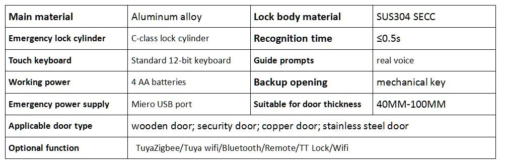 Biometric Fingerprint Passcode RFID Door Handle Lock Waterproof Double Side Door Lock